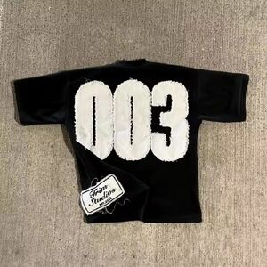 Black and White Short Sleeve Tee with Bold 003 Design